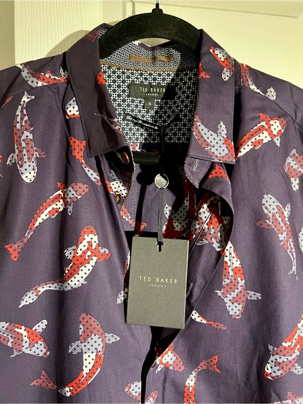 Ted Baker Purple Koi-Print Long-Sleeve Button Shirt